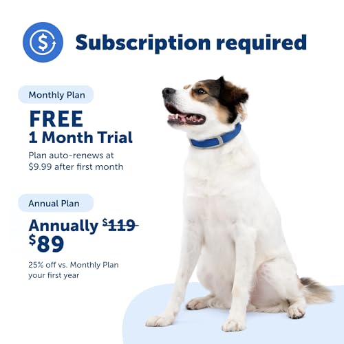 GPS Dog Collar with App, Waterproof Rechargeable (Blue, Grey) D19535