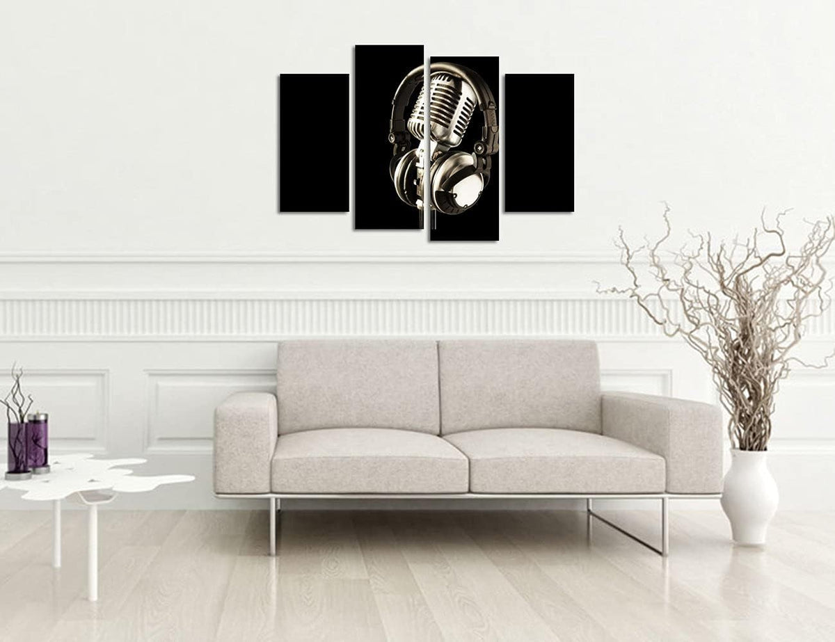 Black and White Framed Canvas Wall Art 4 Panels U184