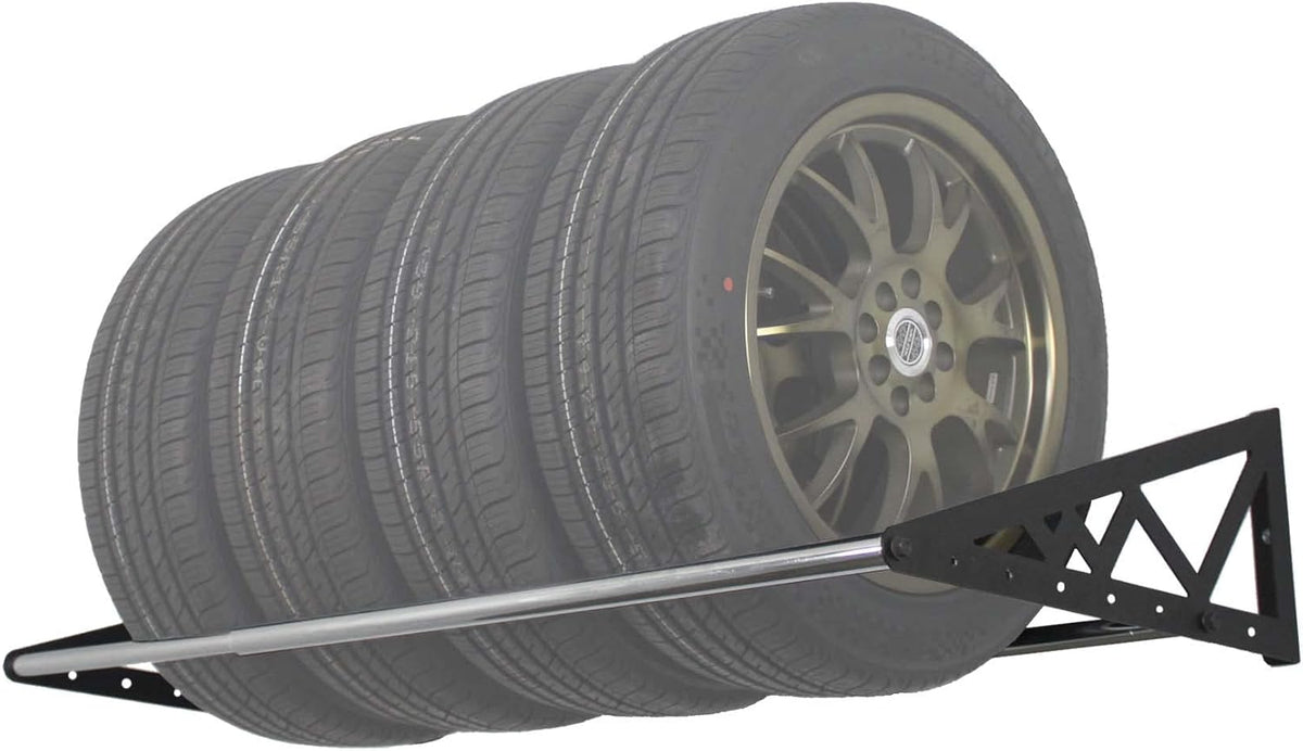 Adjustable Wall Mounted Tire Rack, Heavy Duty Steel, Black X7154