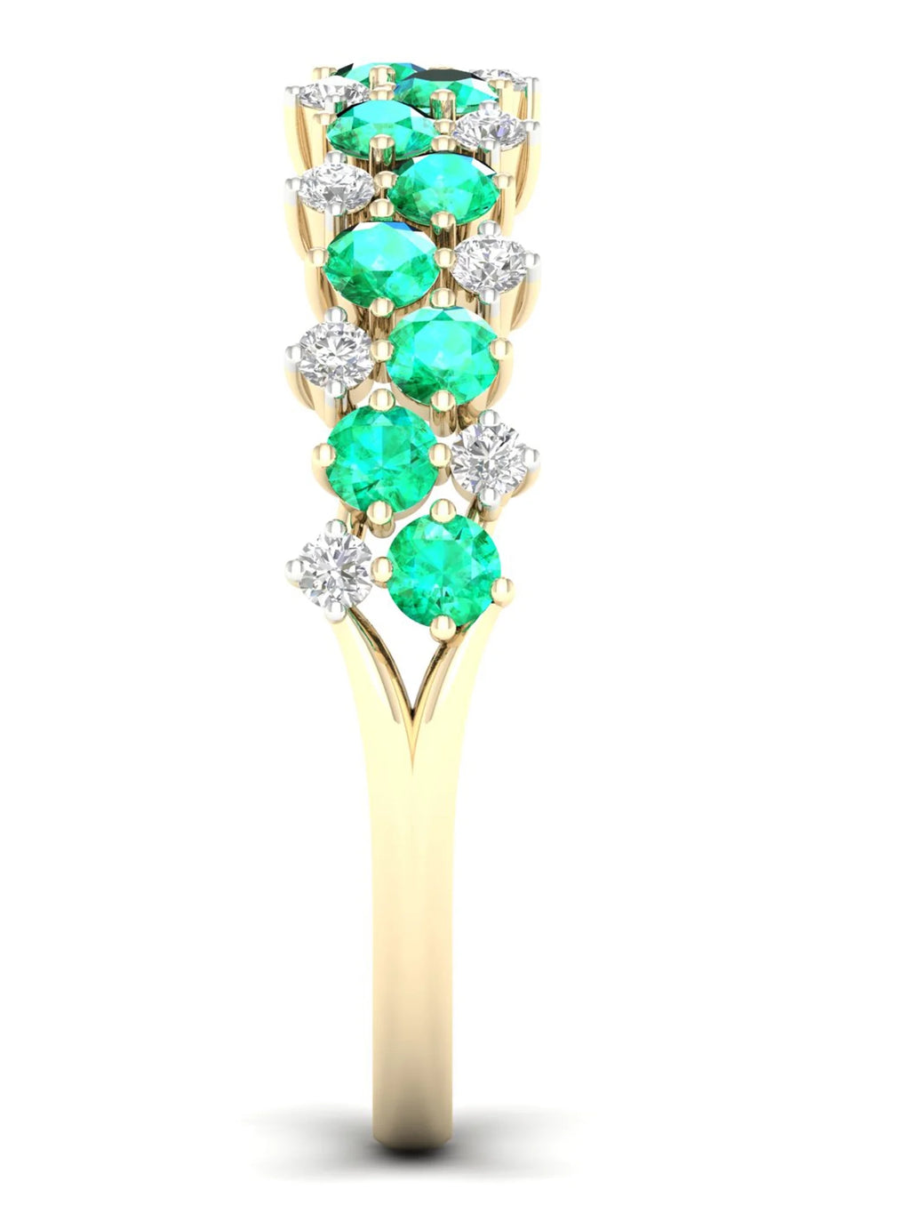 10k Yellow Gold Emerald Diamond Women's Band K541