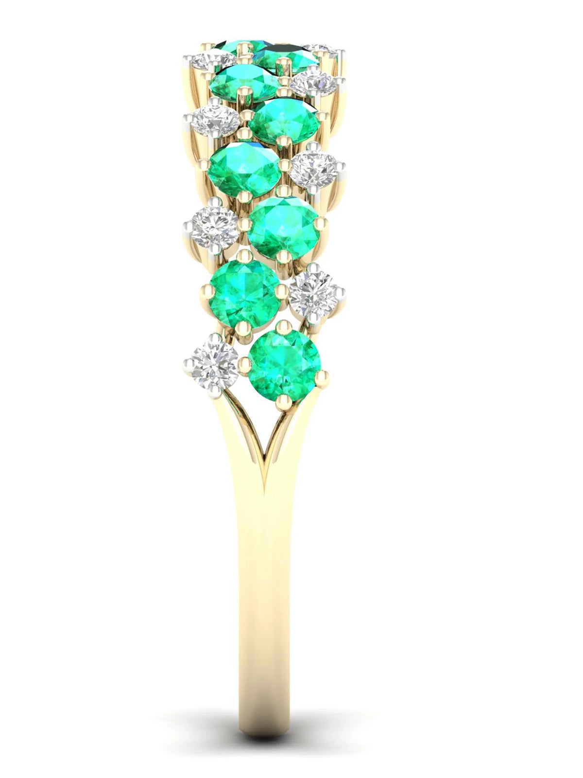 10k Yellow Gold Emerald Diamond Women's Band K541