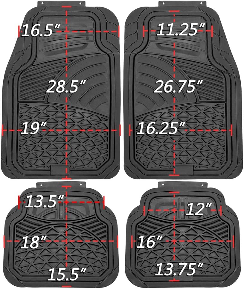 Black 4-Piece Rubber Floor Mats B354758