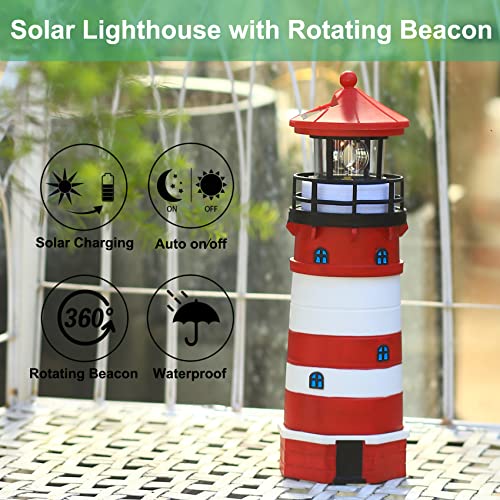Solar Powered Lighthouse Decor with Rotating Beacon K91278