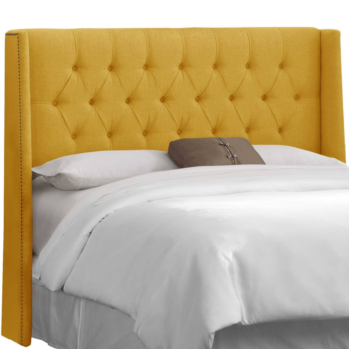 California King Beige Linen Wingback Headboard N147
