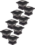 Black 8 Pack Solar Fence Post Cap Lights for 4x4 Wood Posts W540