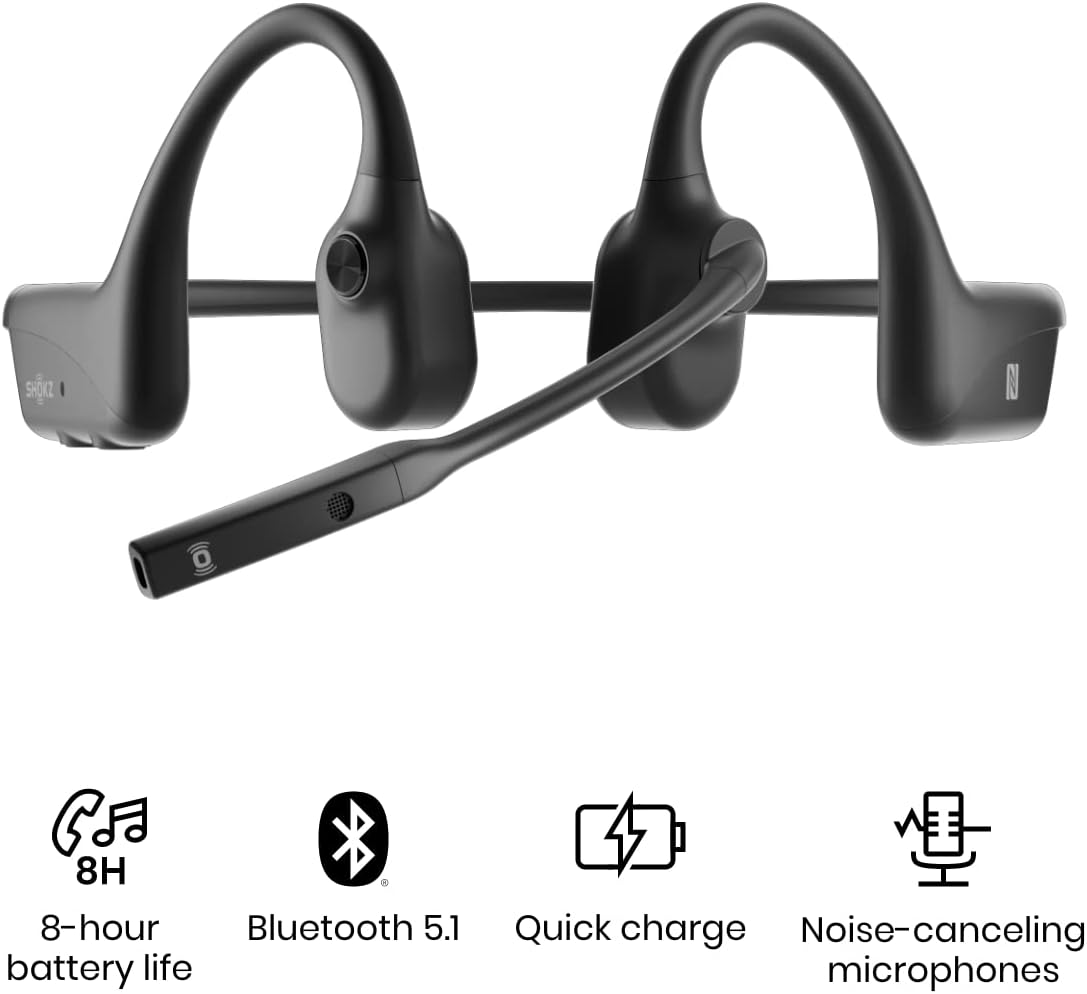 Bone Conduction Open-Ear Stereo Bluetooth Headset With Noise-Canceling Boom Microphone J378528