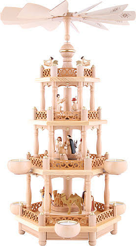 3-tier Natural Christmas Pyramid with Tealights F226002