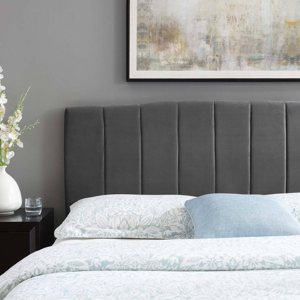 Navy Performance Velvet Full/Queen Headboard F825