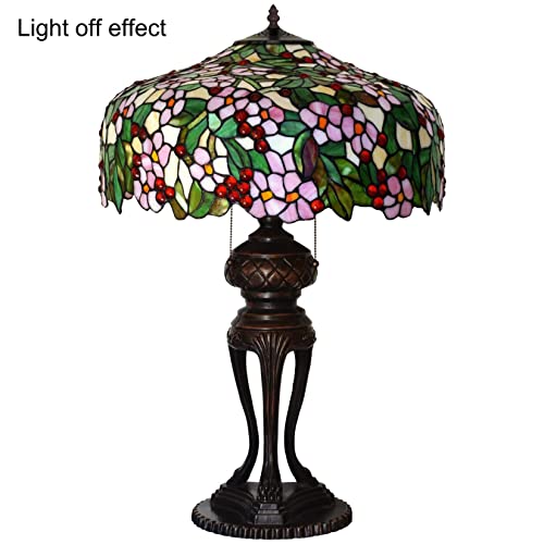 Peach Stained Glass 3-Light Table Lamp S640