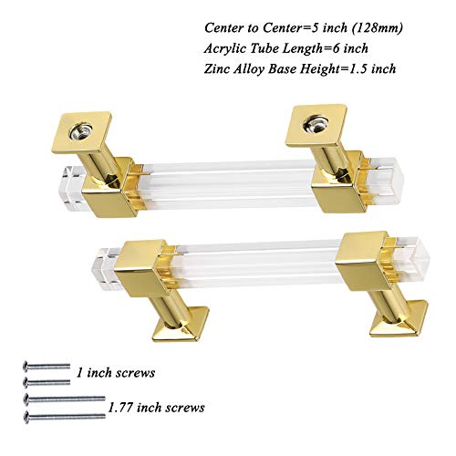 30 Pack 5 Inch Hole Center Gold Acrylic Cabinet Pulls C383105
