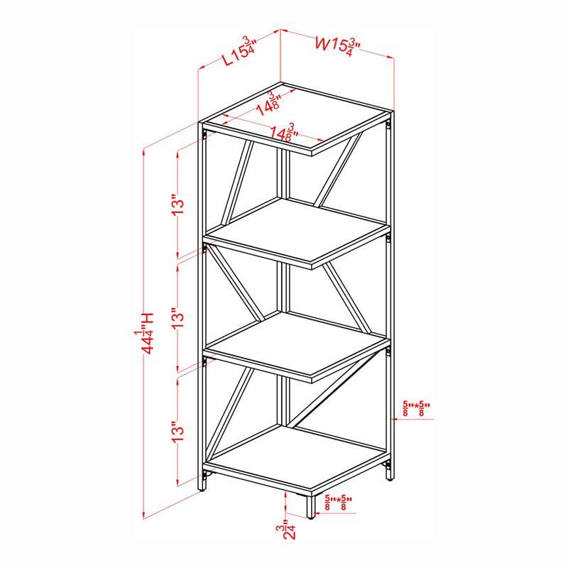 Black 3-Shelf Corner Bookcase T958