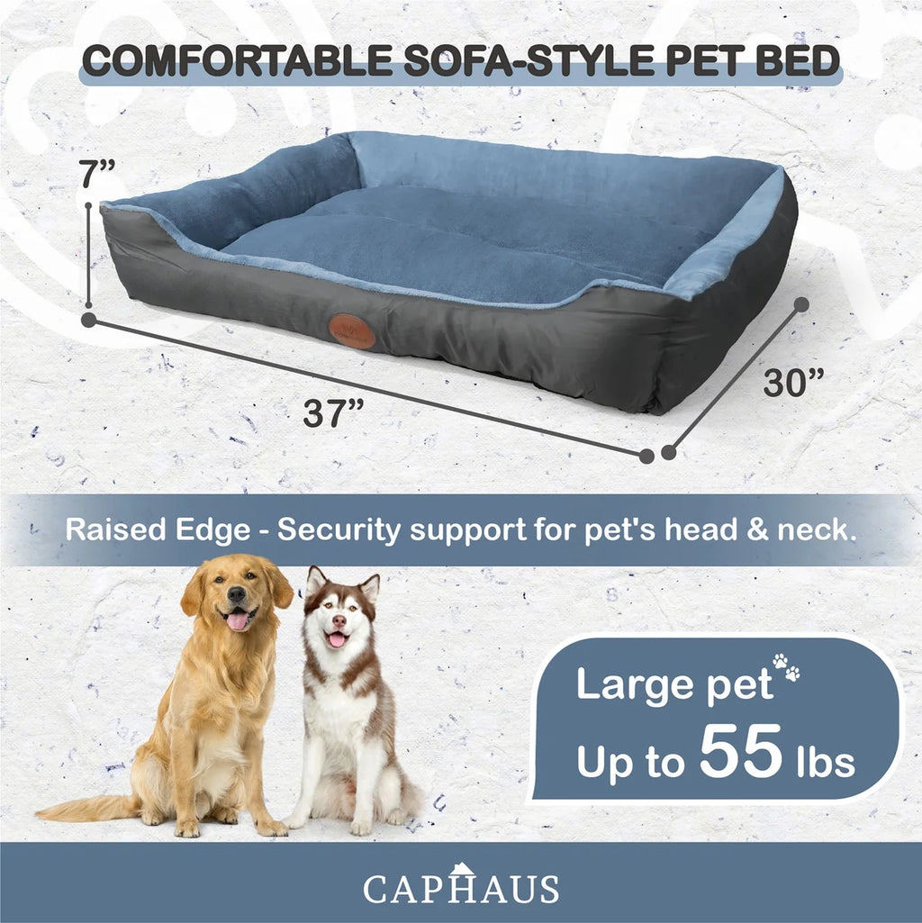 Blue Brown Gray Dog Bolster Couch Bed I3074