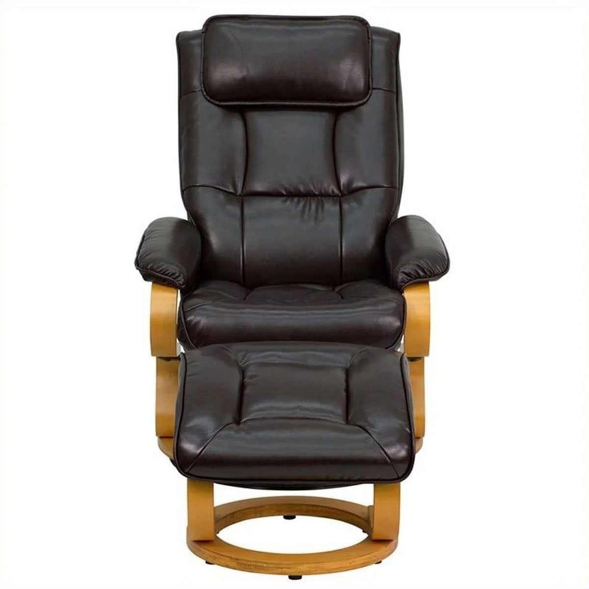 Brown LeatherSoft Recliner and Ottoman H806