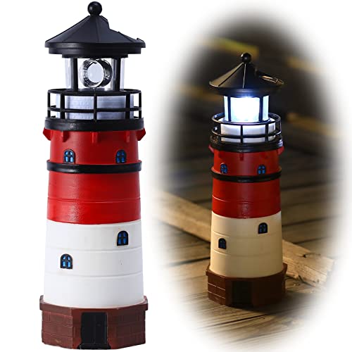Solar Powered Lighthouse Decor with Rotating Beacon K91278
