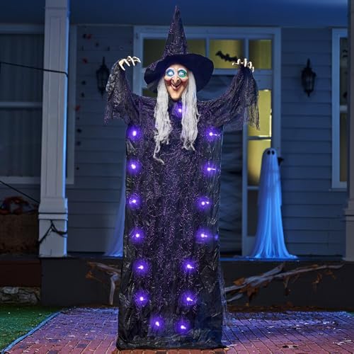 72” Hanging Talking Witch Decor with Light Up Ghost S447