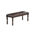 Cherry Finish Faux Leather Bench Z10109