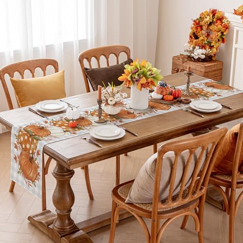 Fall Placemats Set of 4, 12 X 18 Inch Grey Blue Checkered Z152