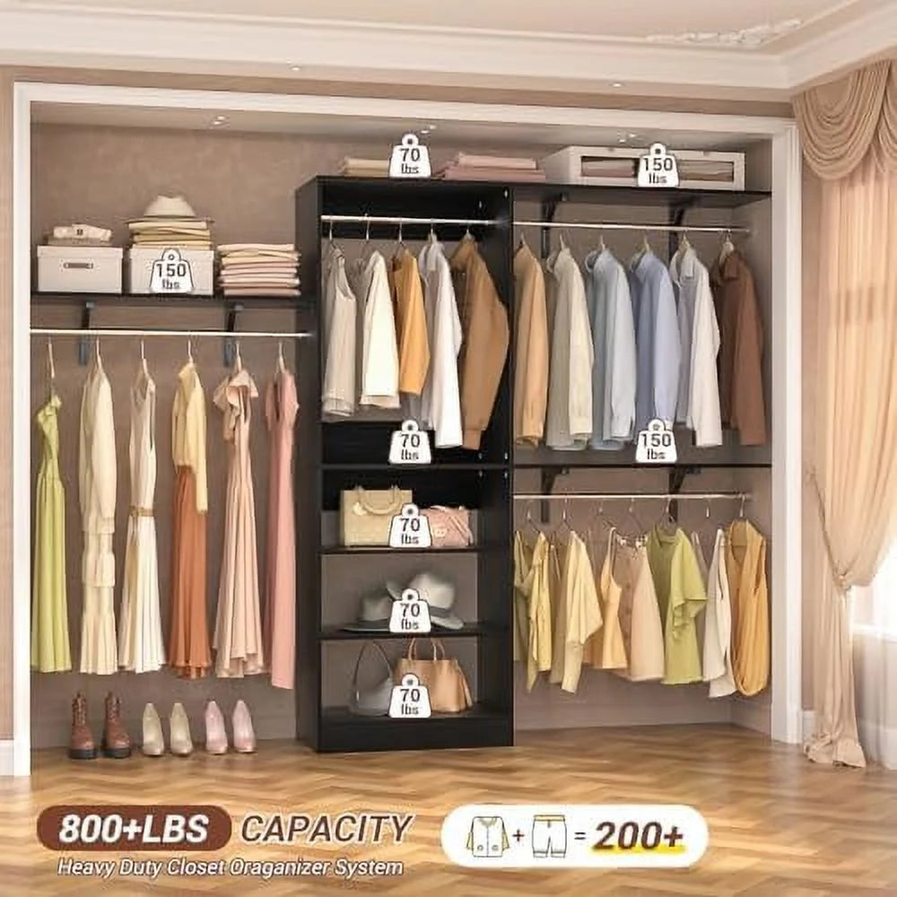 96'' 8FT Walk In Closet Organizer with 3 Shelving Towers Z787