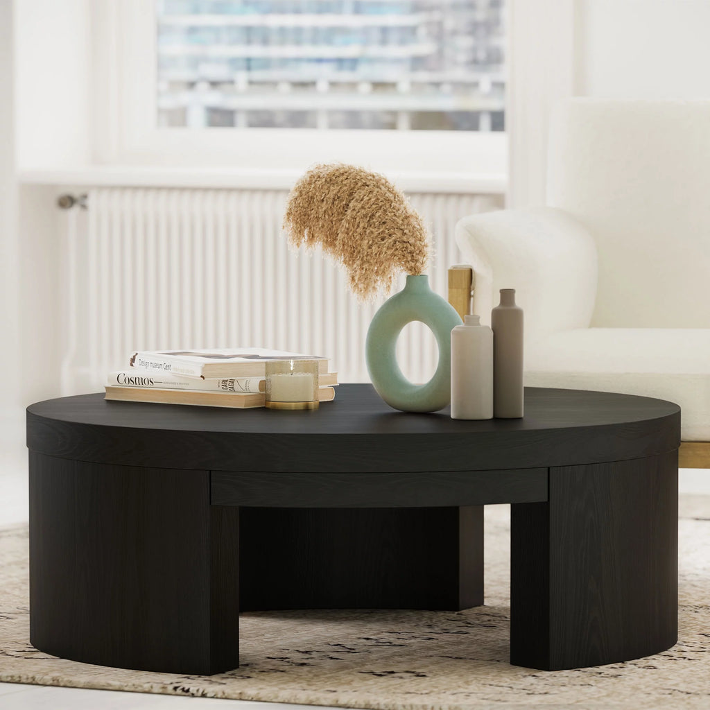 Round Black Coffee Table C409