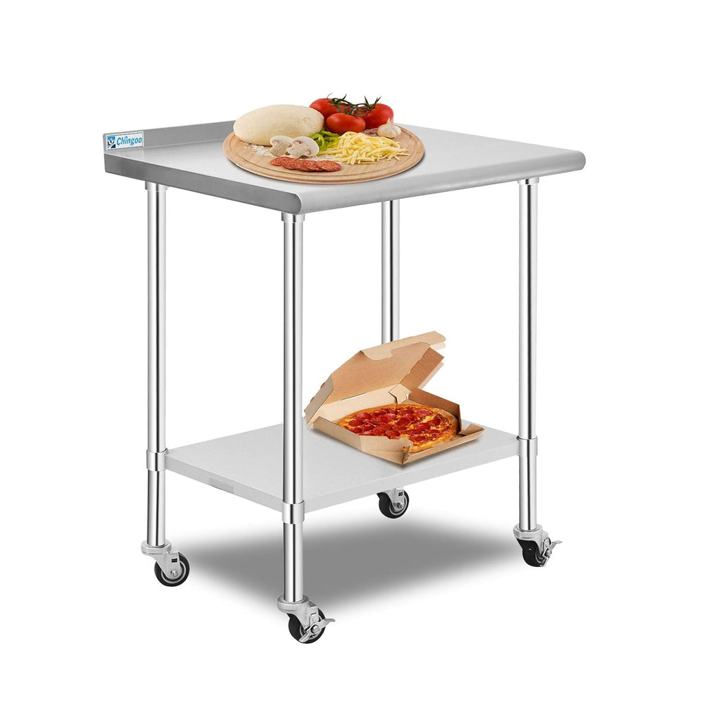 Stainless Steel Prep Table 24x30 Inches with Caster Wheels and Undershelf S523064