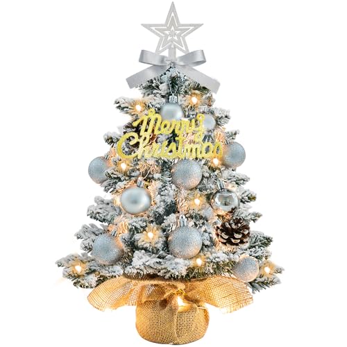 White 22 Inch Mini Artificial Christmas Tree with Lights I979886