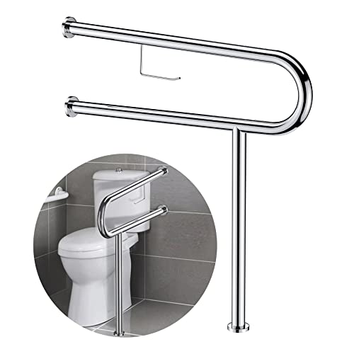 24Inch Height Adjustable Flip Up Aluminum Alloy Toilet Grab Bar L590