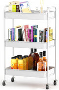 3-Tier Metal Rolling Utility Cart with Wheels (Pearl White) G576512