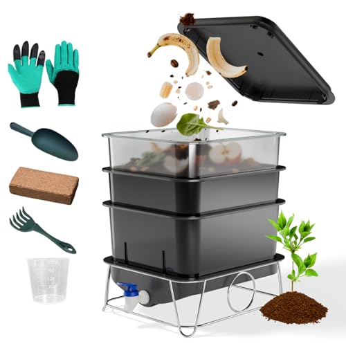 15L 3-Tray Worm Farm Composting Bin with Tool Set K33486