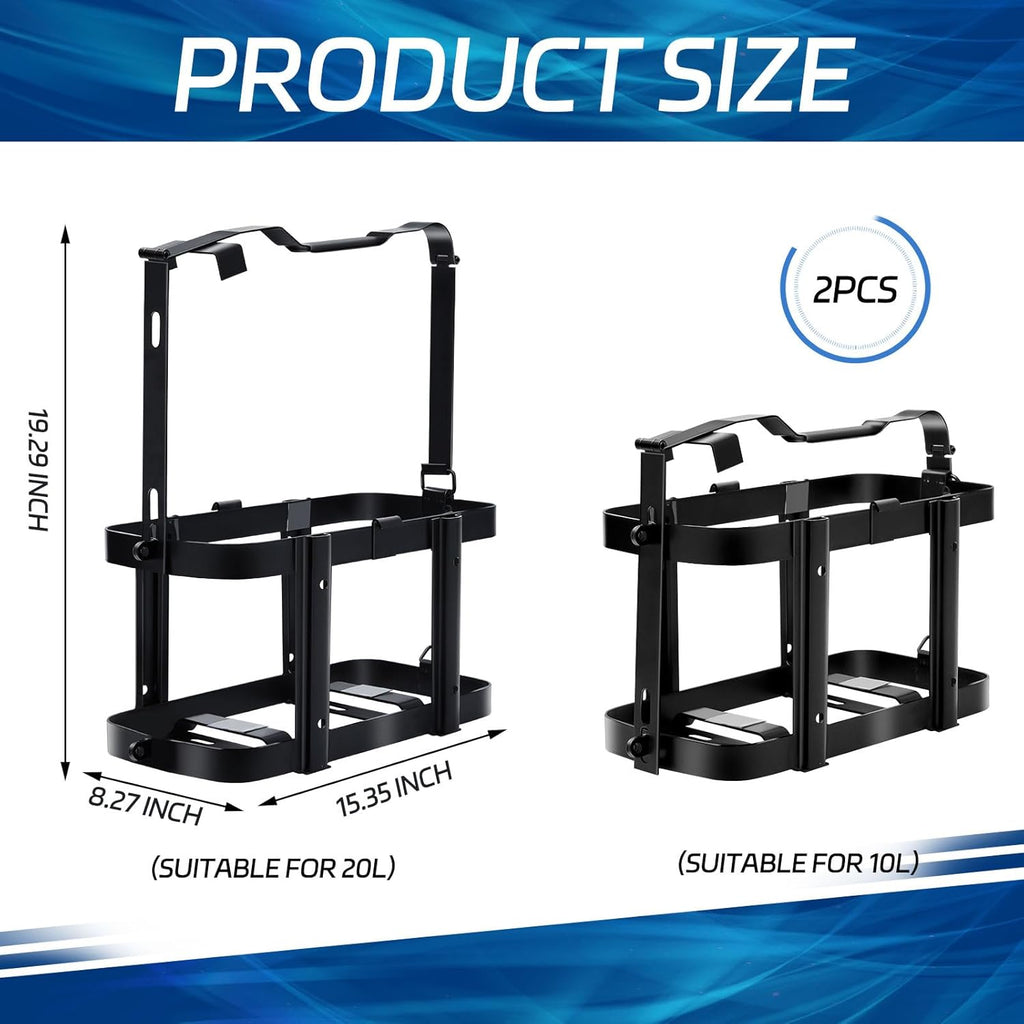 2 Pcs 5 Gallon 20 Liter Metal Lockable Jerry Can Mount Holder Black T180674