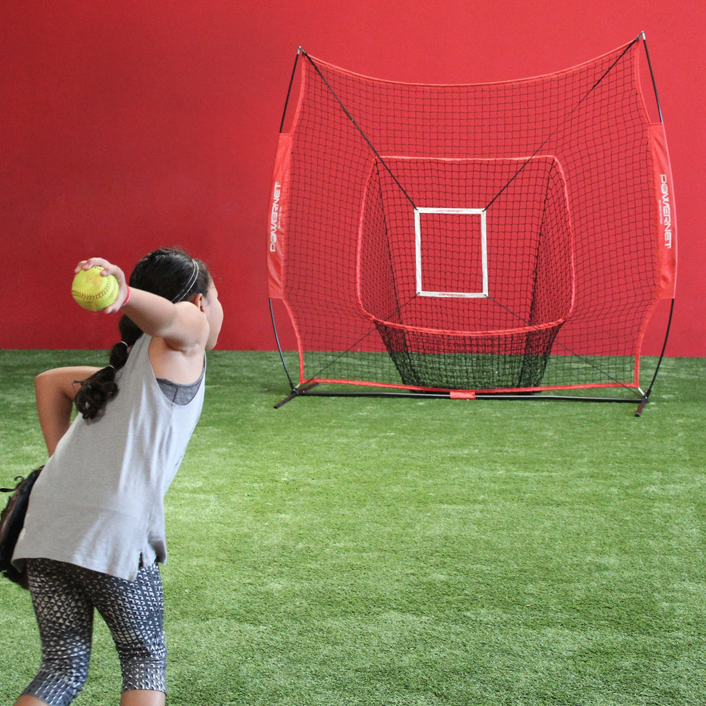 7x7 Baseball Softball Hitting Net with Weighted Heavy Ball and Carry Bag A22998