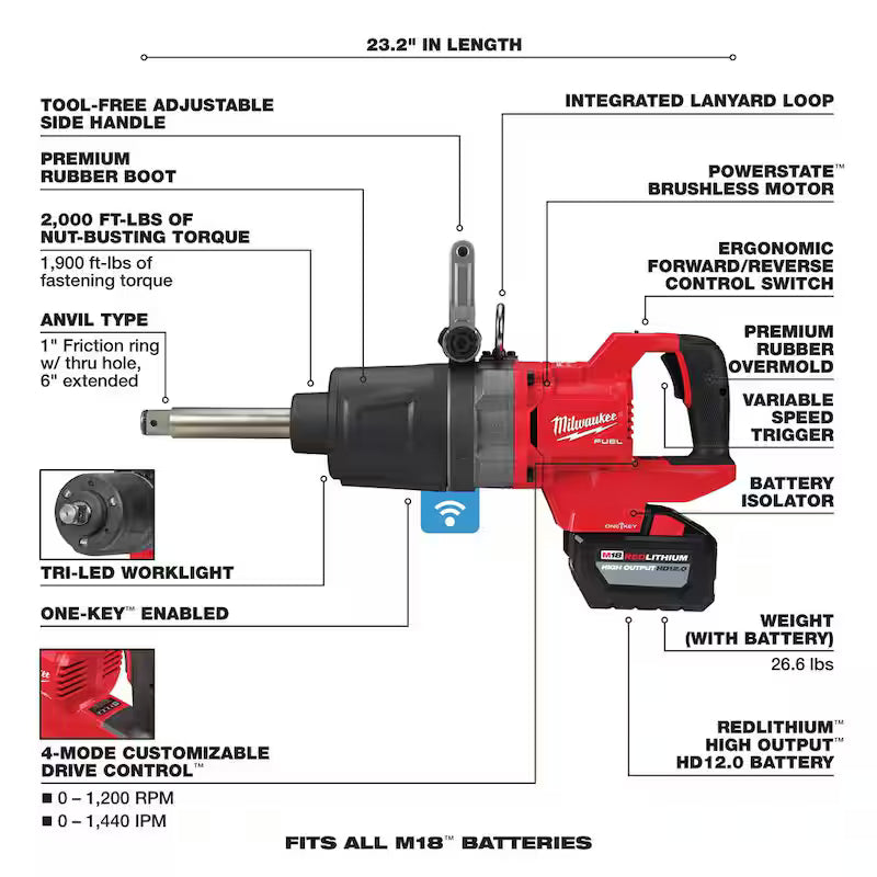 18V Lithium-Ion Brushless Cordless 1 in. Impact Wrench Kit U661748