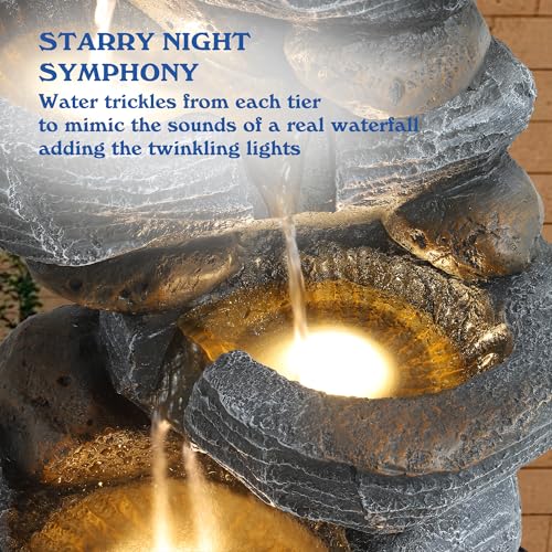 5-Tier Cascading Rock Water Fountain with Lights X11232