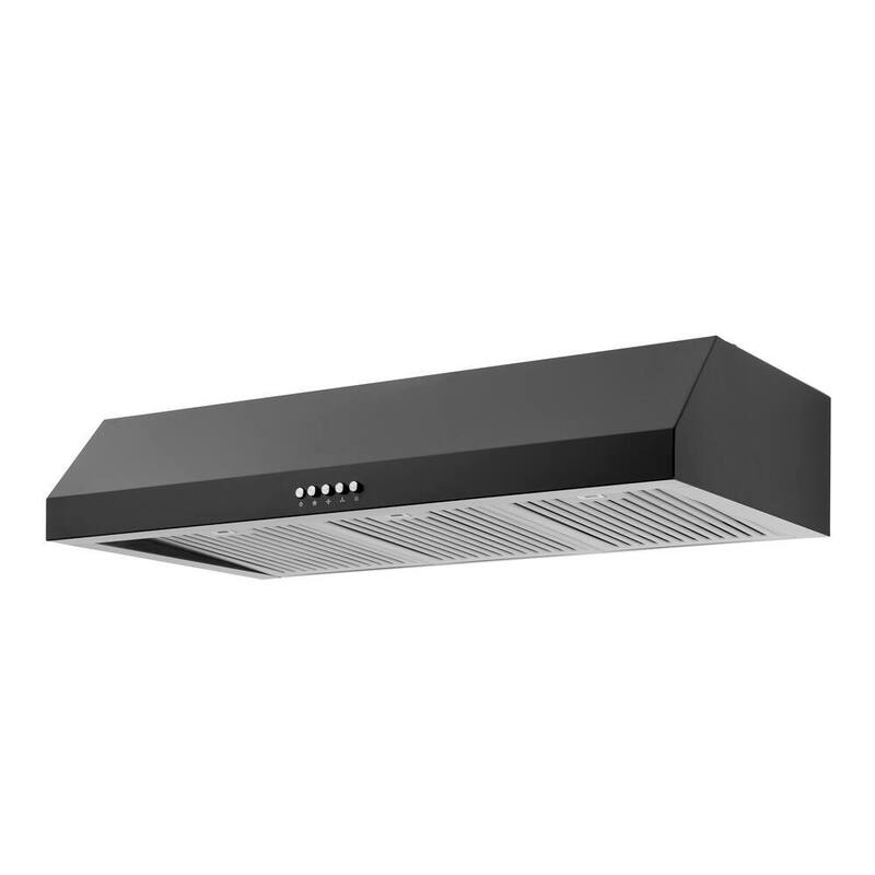 36 in. W Convertible Under Cabinet Range Hood in Black with LED Lighting and Charcoal Filter M67160