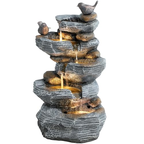 5-Tier Cascading Rock Water Fountain with Lights X11232