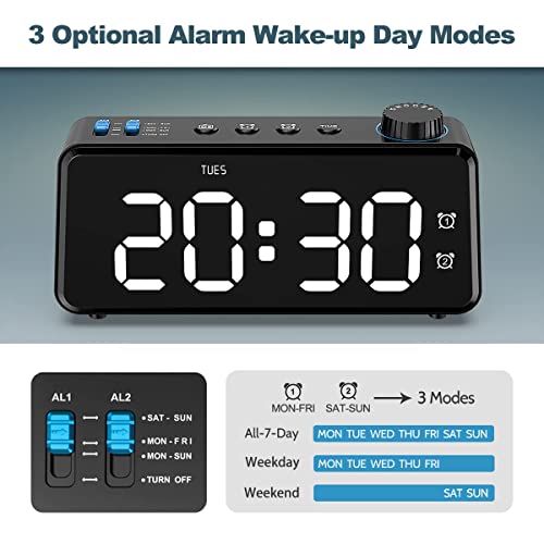 6.5'' Large Display Digital FM Radio Alarm Clock with USB Charging Port F2281