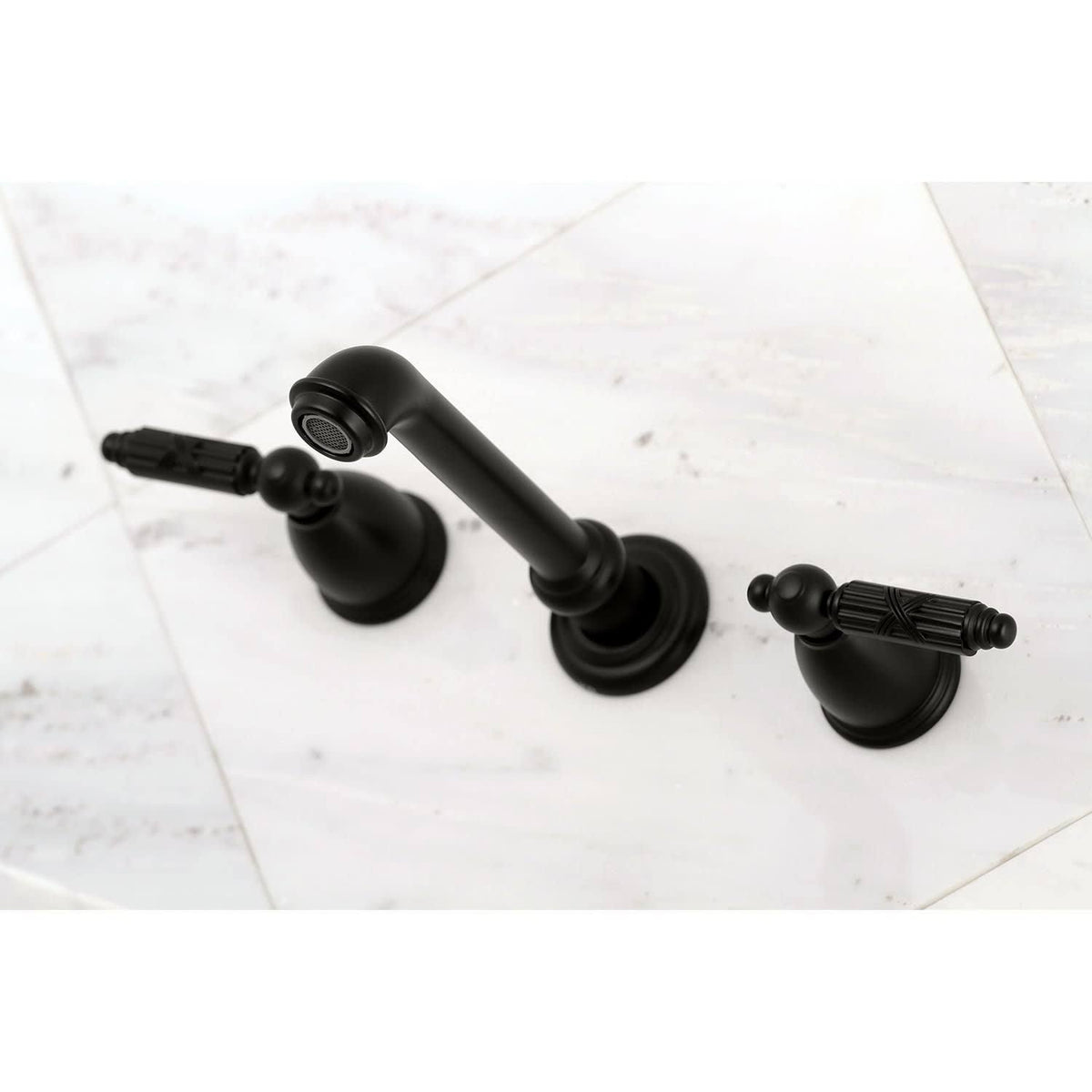 Polished Nickel 8-Inch Center Wall Mount Bathroom Faucet E165008