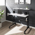 White Height Adjustable Rolling Writing Desk with Moveable Shelf F474