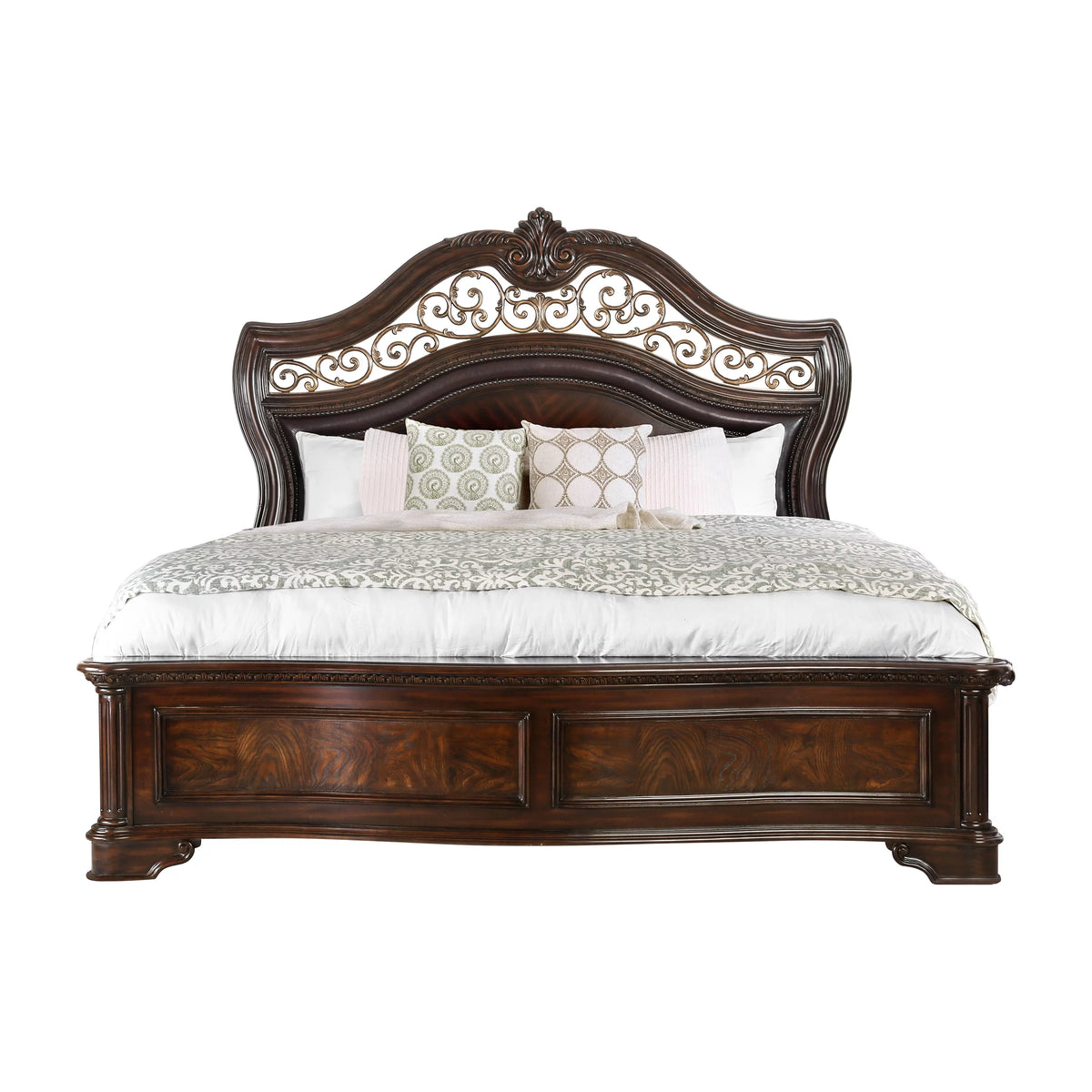 Brown Cherry Queen Wood Panel Bed I434105