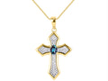 Yellow Gold Plated Silver 925 Cross Necklace with Genuine Diamonds Pendant, 18" Chain C215164