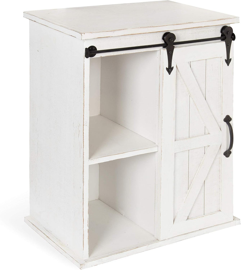 Wooden Freestanding Storage Cabinet Accent Table with Sliding Barn Door W9038