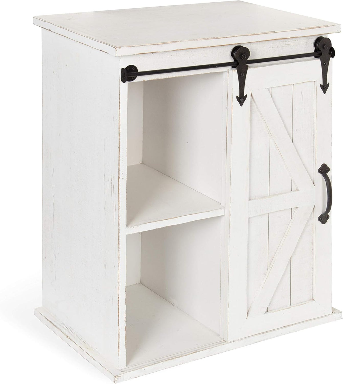 Wooden Freestanding Storage Cabinet Accent Table with Sliding Barn Door W9038