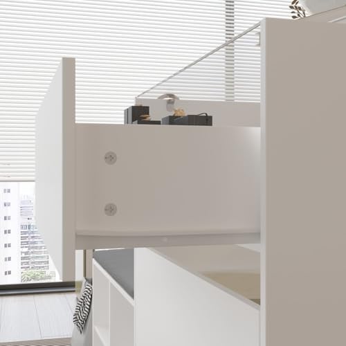White Glass Armoire Wardrobe with 9 Drawers K2355