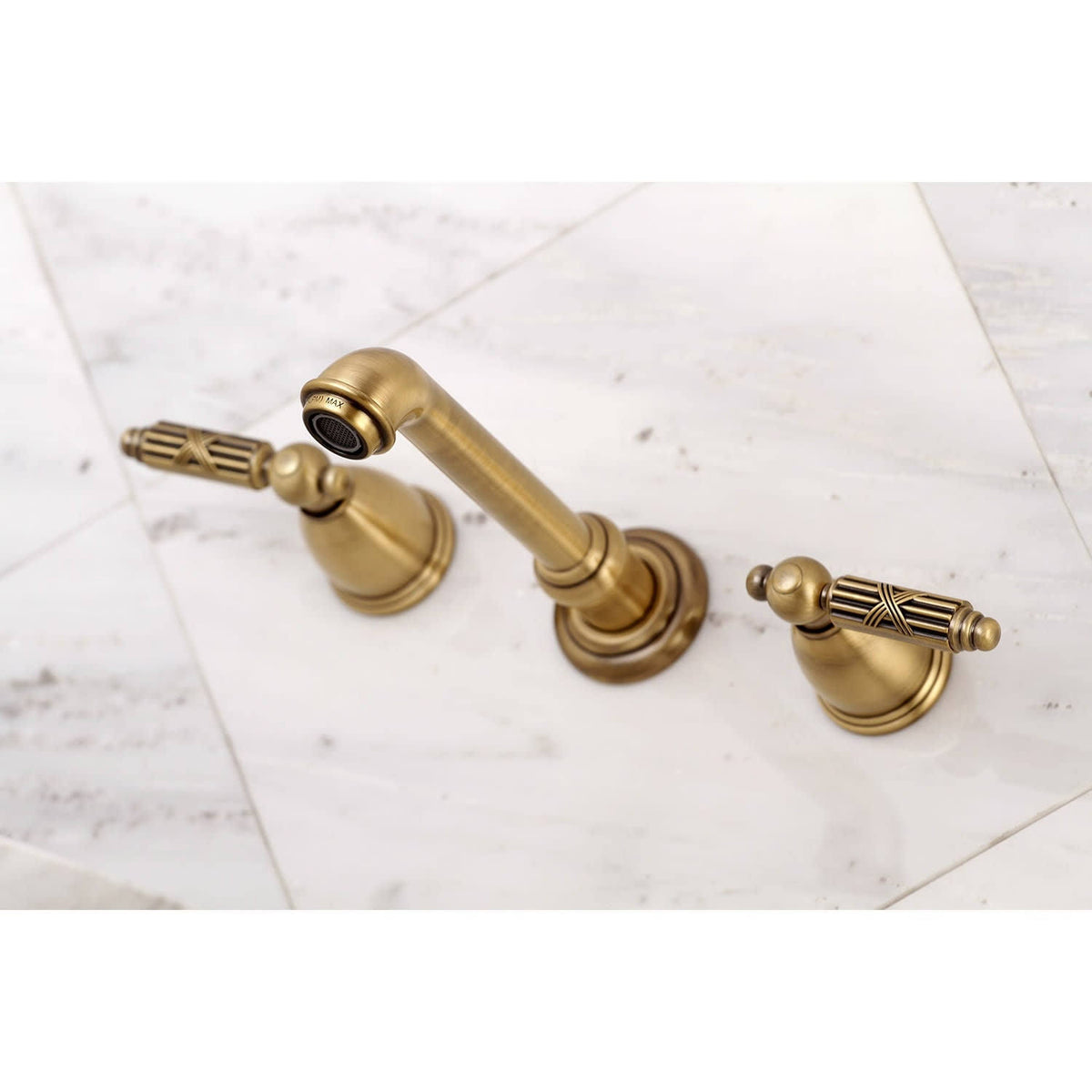Polished Nickel 8-Inch Center Wall Mount Bathroom Faucet E165008