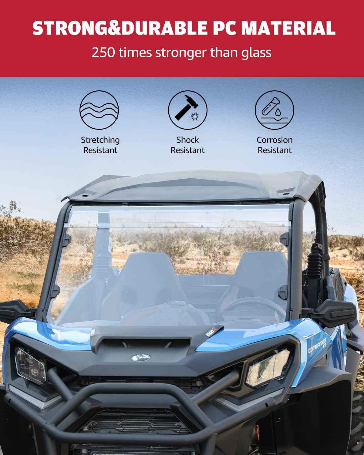 Clear Tough Polycarbonate Front Windshield for Can Am Commander 1000 J149352