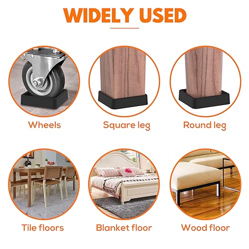 8 Pcs Non Slip Rubber Furniture Coasters Black O325892