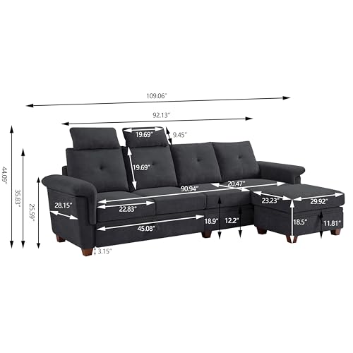 Beige Microfiber L Shaped Sectional Sofa with Storage Chaise P274916