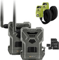 Twin Pack Cellular Hunting Trail Cameras with Night Vision, 28MP Photos, 720p Videos, Two Straps, Two 32GB SD Cards O469