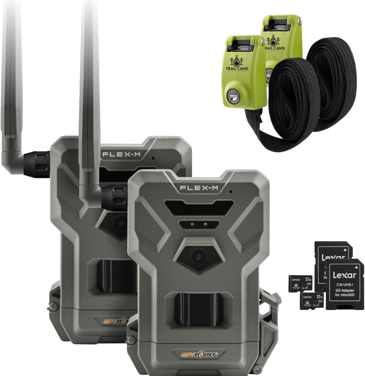 Twin Pack Cellular Hunting Trail Cameras with Night Vision, 28MP Photos, 720p Videos, Two Straps, Two 32GB SD Cards O469