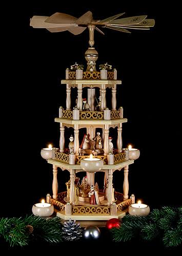 3-tier Natural Christmas Pyramid with Tealights F226002