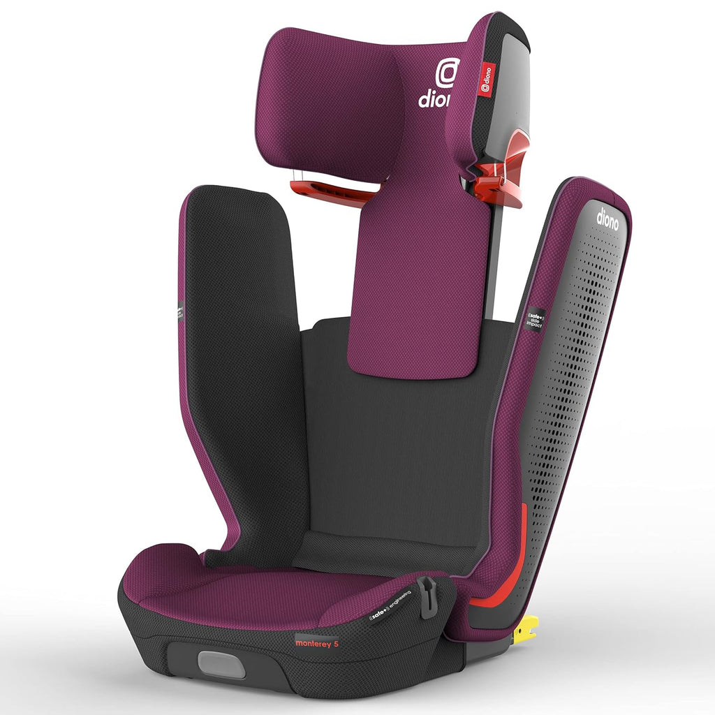 High Back Booster Car Seat with Expandable Height and Width, Compact Fold, Purple Plum N629